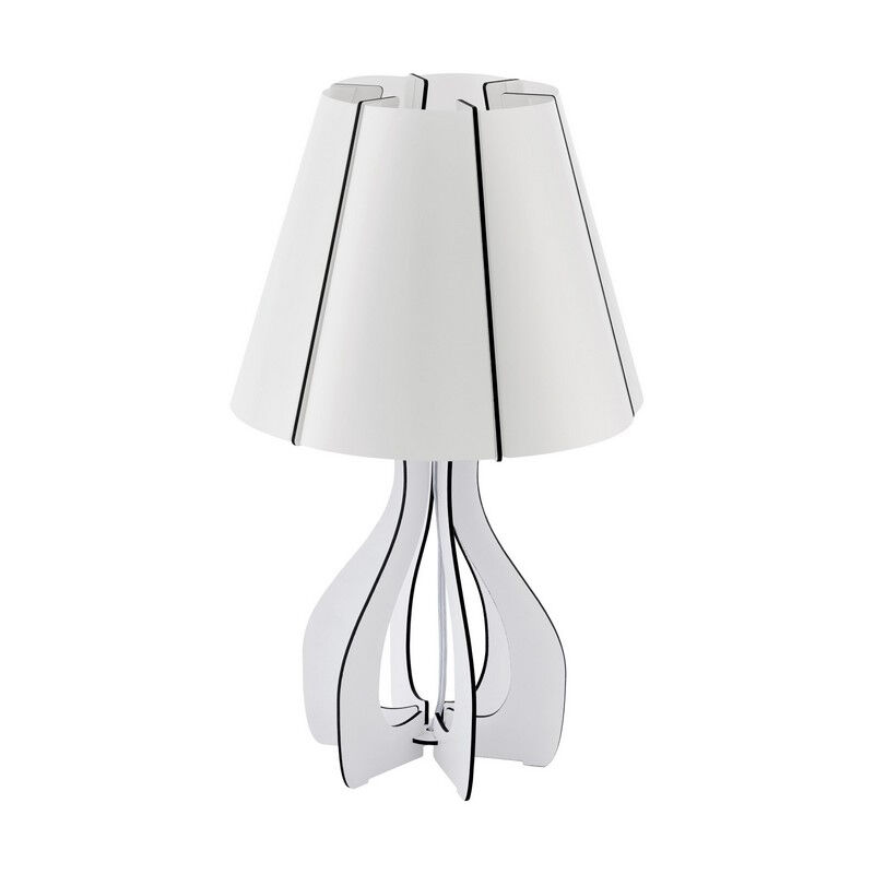 White rustic table lamp wood, Bergama, with switch