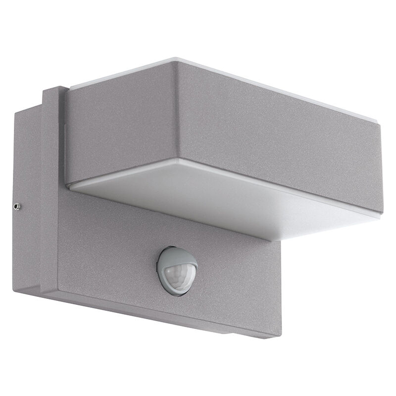 Silver modern outdoor wall light with motion sensor metal, Jason, IP44