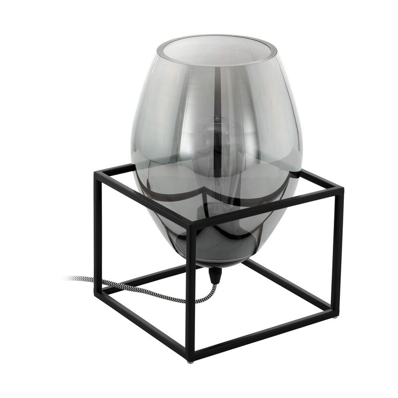 Black design table lamp steel, Josephus, with switch
