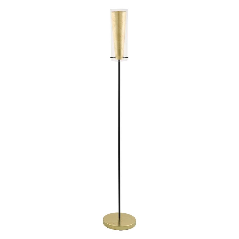 Golden modern floor lamp steel, Barceno, with switch