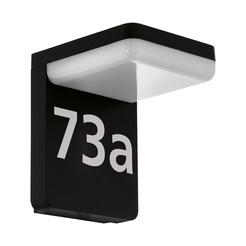 Black modern illuminated house number aluminium, Gerline, 10W, 3000K LED, IP44