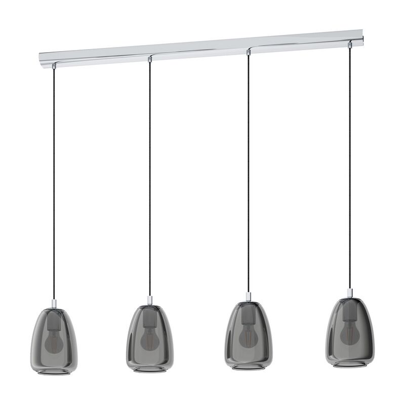 Chrome pendant light smoke glass, Fredericus