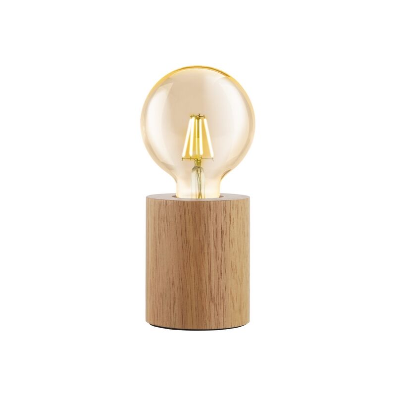 Wood table lamp brown, Yannic, with switch