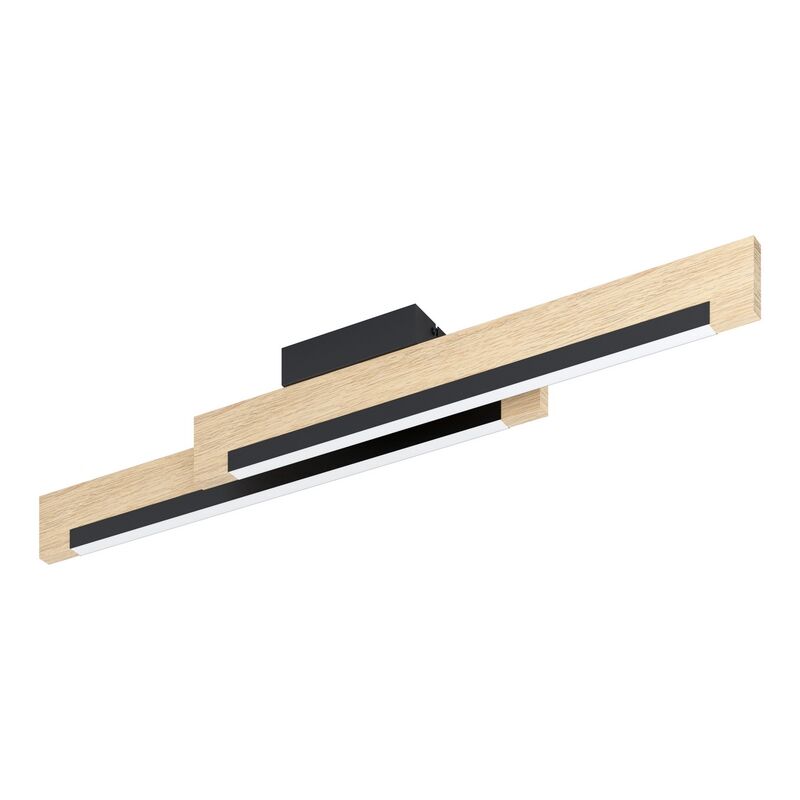 Wood flush ceiling light brown, Ludovica, 10W, 3000K LED