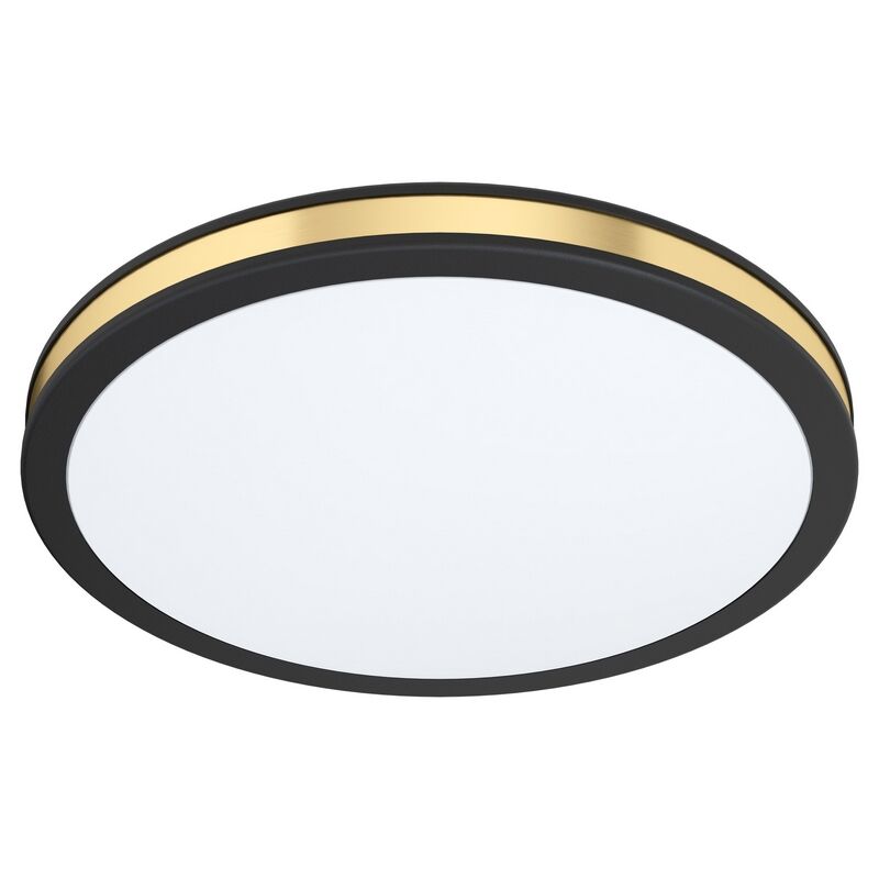 Black modern flush ceiling light steel, Rivano, 11W, 3000K LED