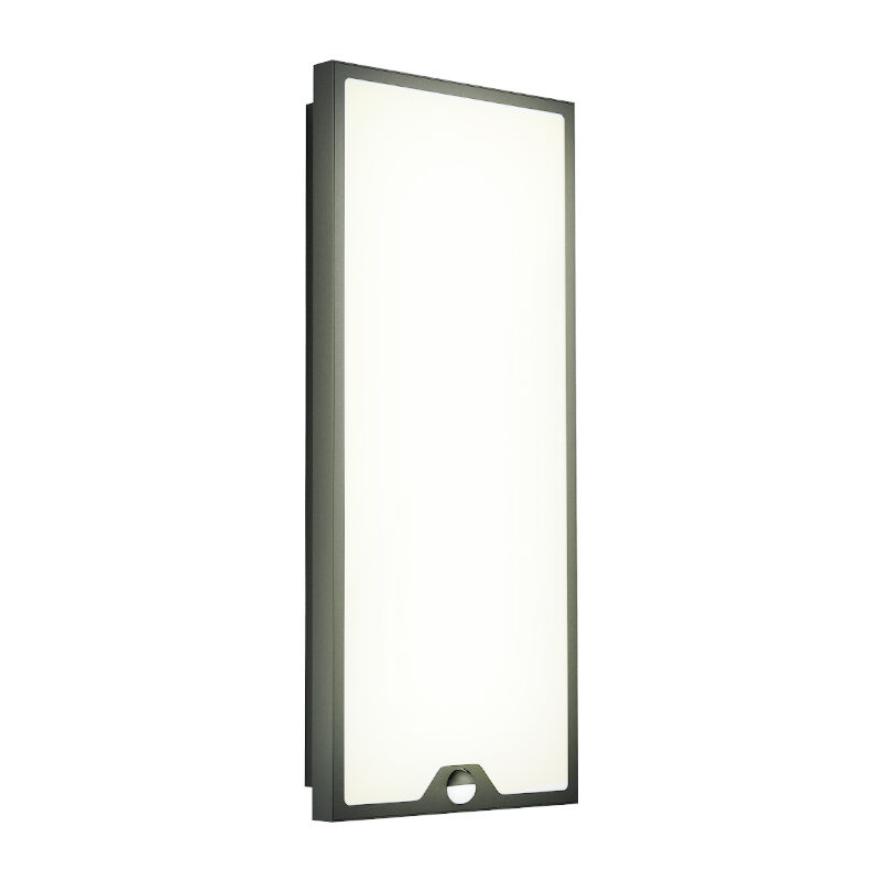 Black modern outdoor wall light with motion sensor steel, Lydian, 18,5W, 3000K LED, IP44