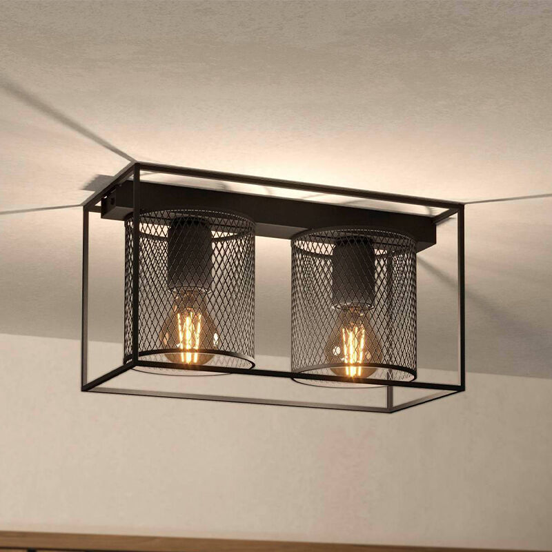 Black industrial ceiling light aluminium, Thiemo