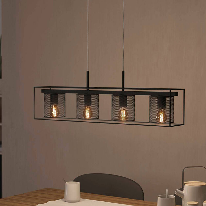 Black industrial pendant light aluminium, Thiemo