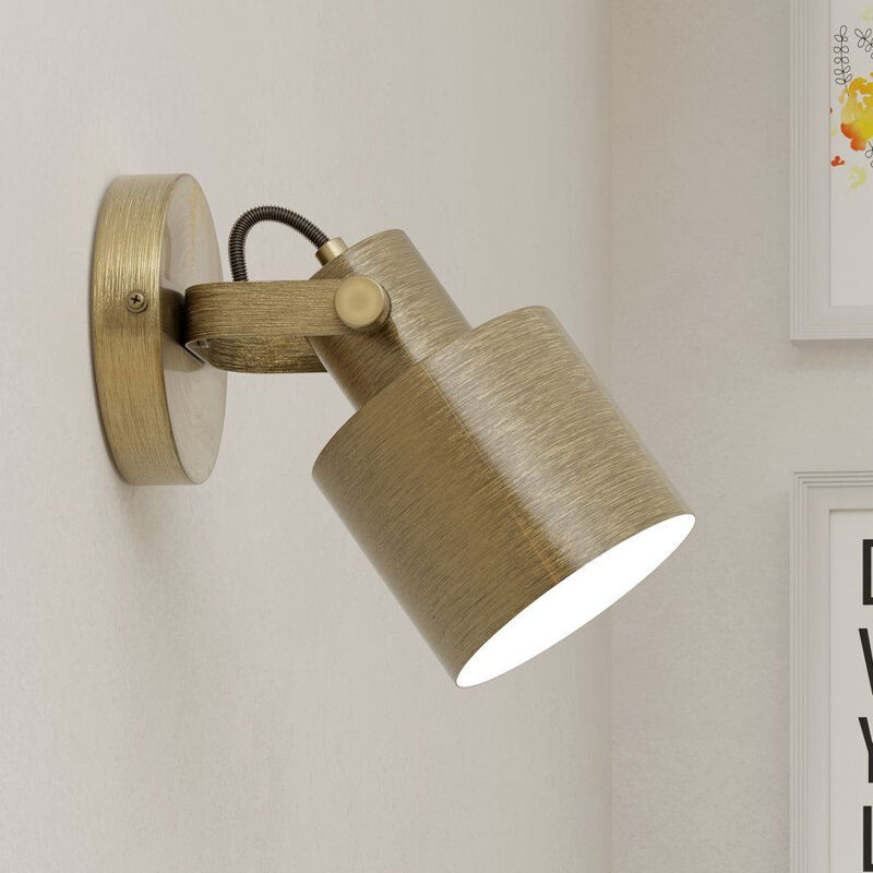 Golden industrial wall spotlight aluminium, Kwinten