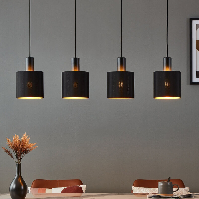 Black modern pendant light fabric, Kelsey