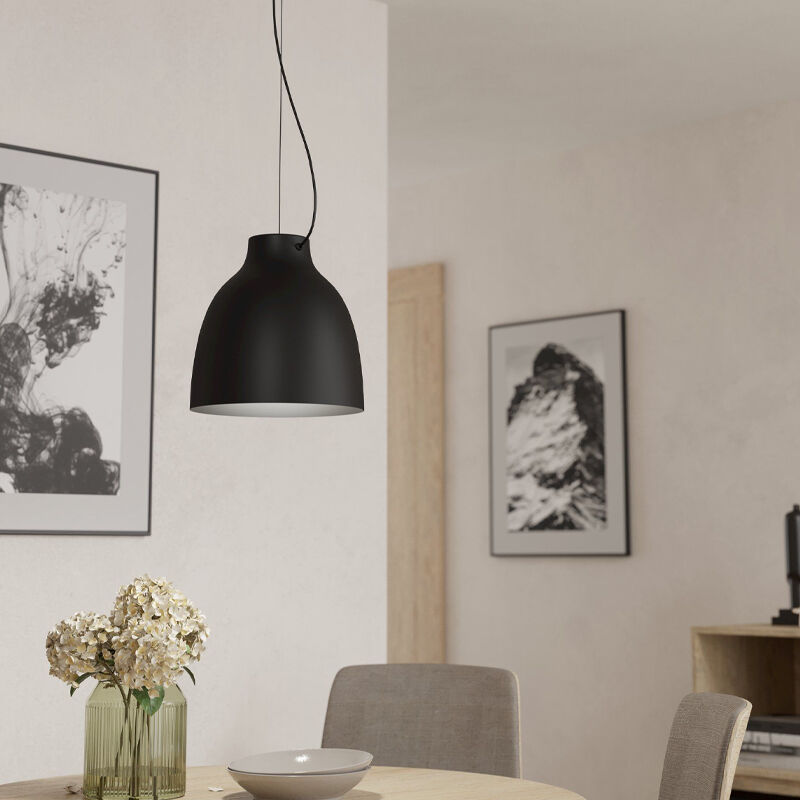 Black industrial pendant light aluminium, Thijs