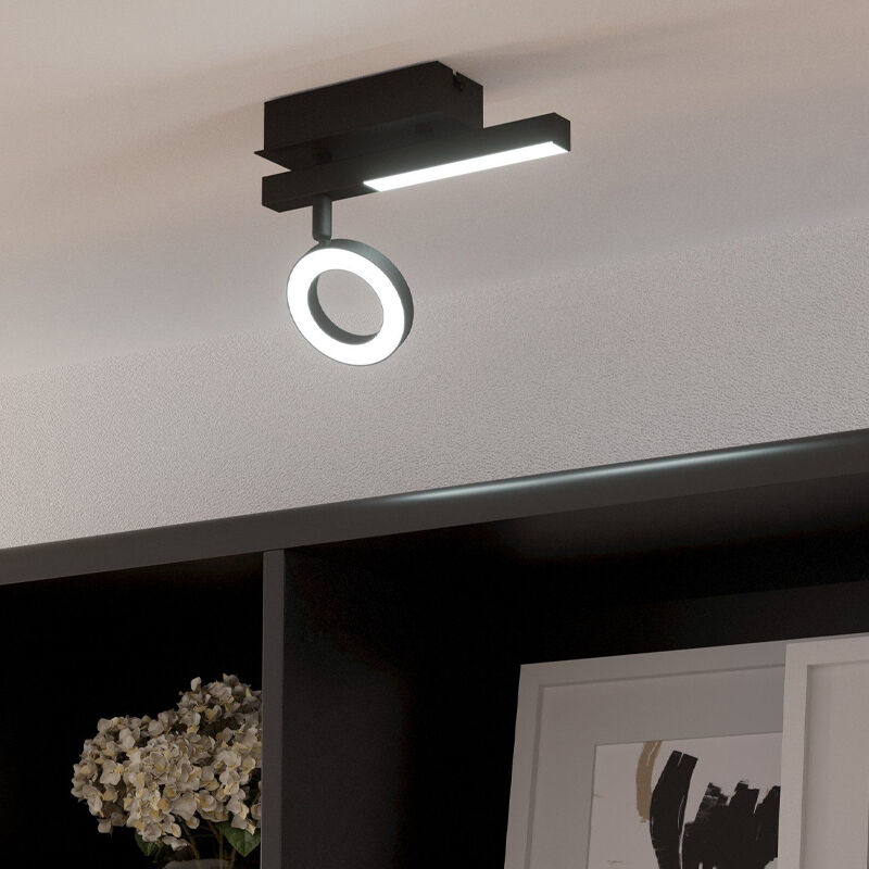 Black modern ceiling spotlight aluminium, Madelinde, 3,2W, 3000K LED