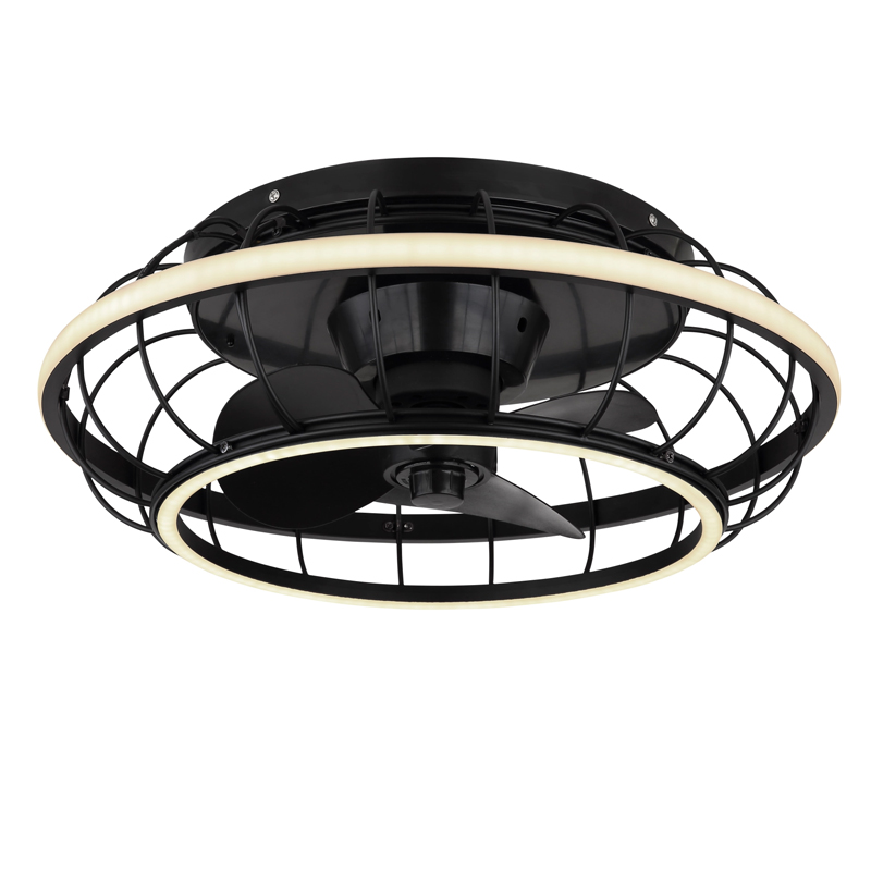 Black industrial ceiling fan metal, Jorne, 30W, warm to cold white adjustable LED, with remote control
