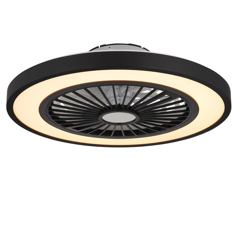 Black modern ceiling fan plastic, Komal, 45W, warm to cold white adjustable LED, with remote control