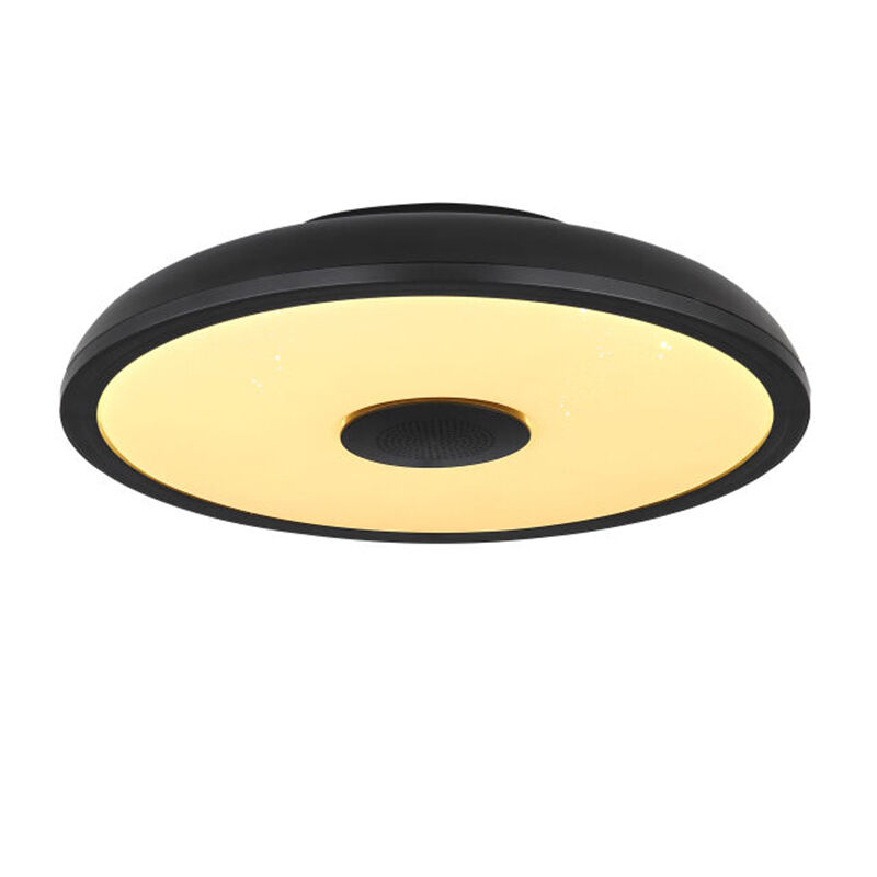 Black modern flush ceiling light plastic, Musica, 18W, adjustable light colour LED, IP44, with remote control