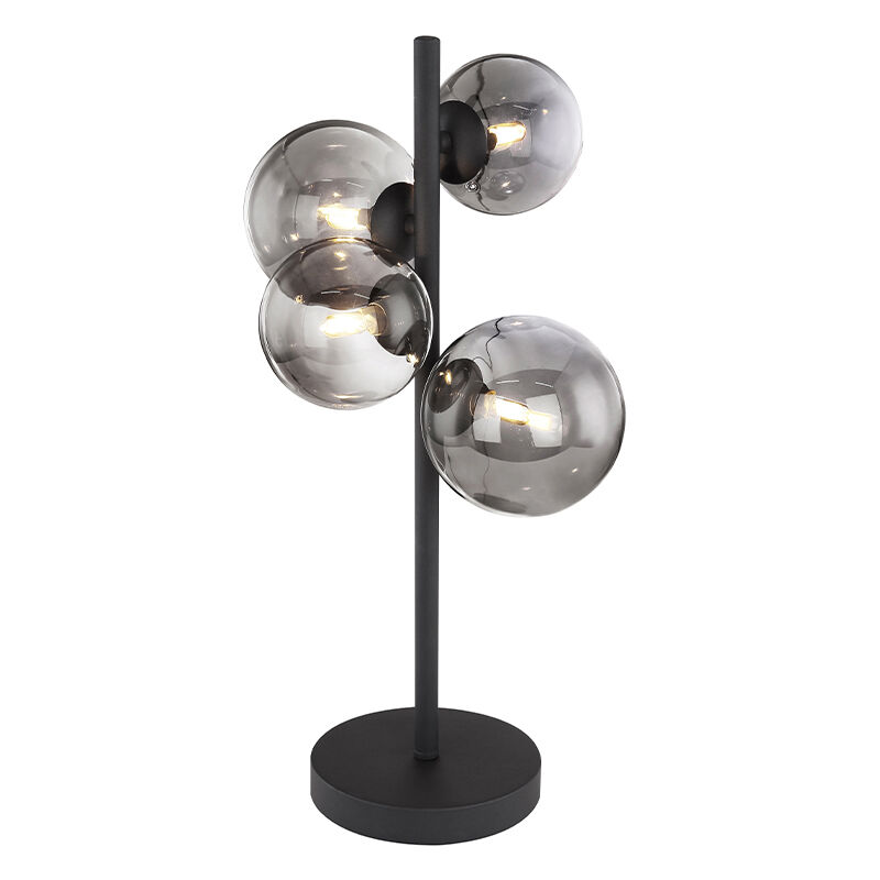 Black design table lamp glass, Melinda, with switch