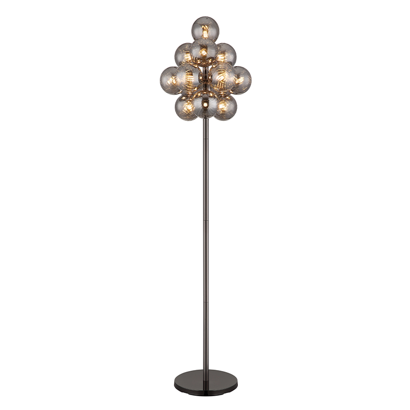Grey floor lamp smoke glass, Ozan, with switch