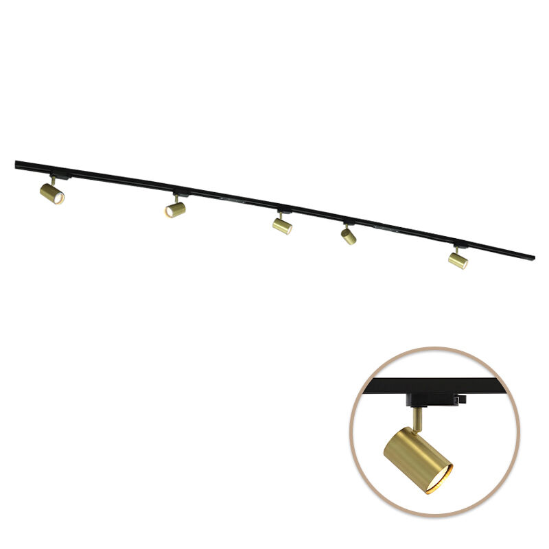 3M brass 1 phase track lighting system + 5 Elena track spots