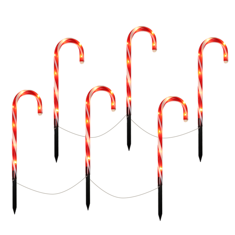 6 candy cane garden plugs, 8 positions, IP44