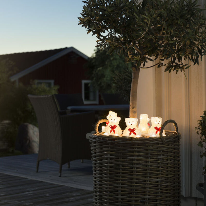 LED Polar bears with bow, 3D Christmas motifs - Set of 5, for indoor and outdoor use