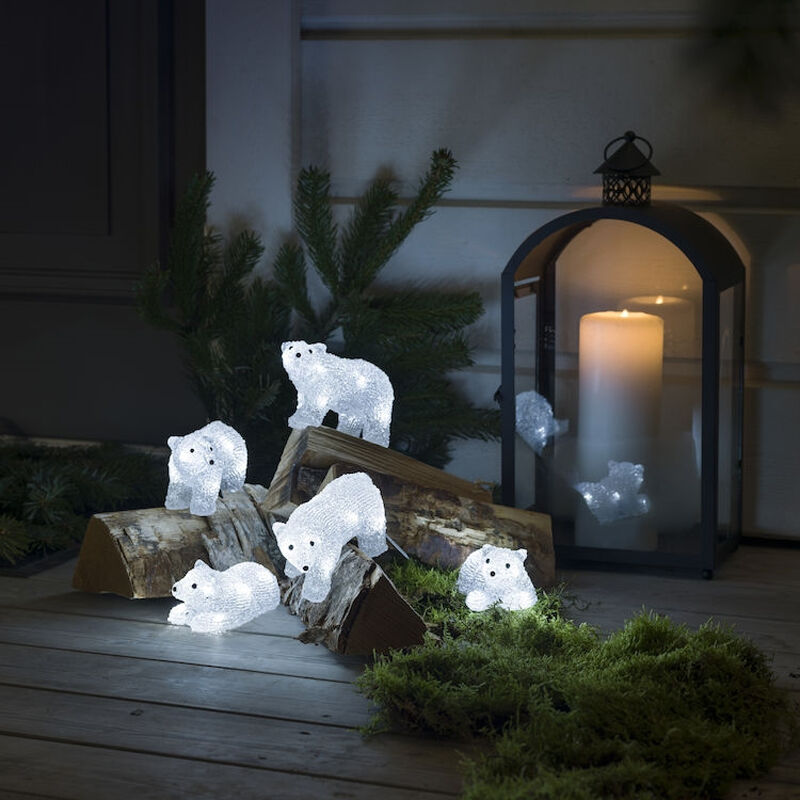 LED polar bears, Christmas motifs - Set of 5, for indoor and outdoor use