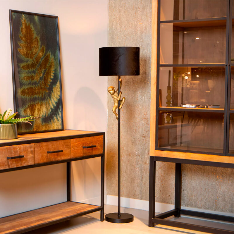 Golden floor lamp retro, Extravaganza Chimp, with switch