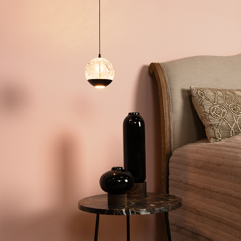 Black pendant light modern, Sentubal, 6,3W, 2700K LED
