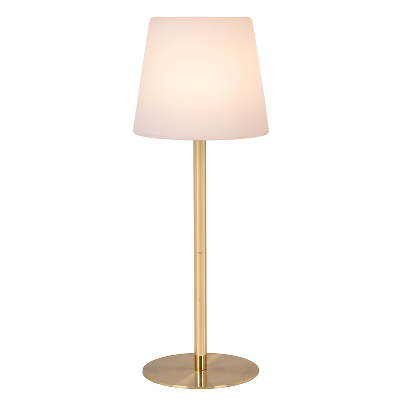 Golden rechargeable outdoor table lamp modern, Tyon, 2W, 2700K LED, IP65, with touch dimmer