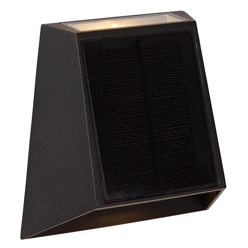 Black solar outdoor wall light modern, Luton, 1W, 2700K LED, IP54