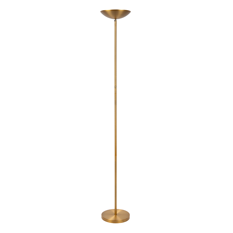 Brass reading floor lamp modern, Zenith, 20W, 3000K LED, with touch dimmer