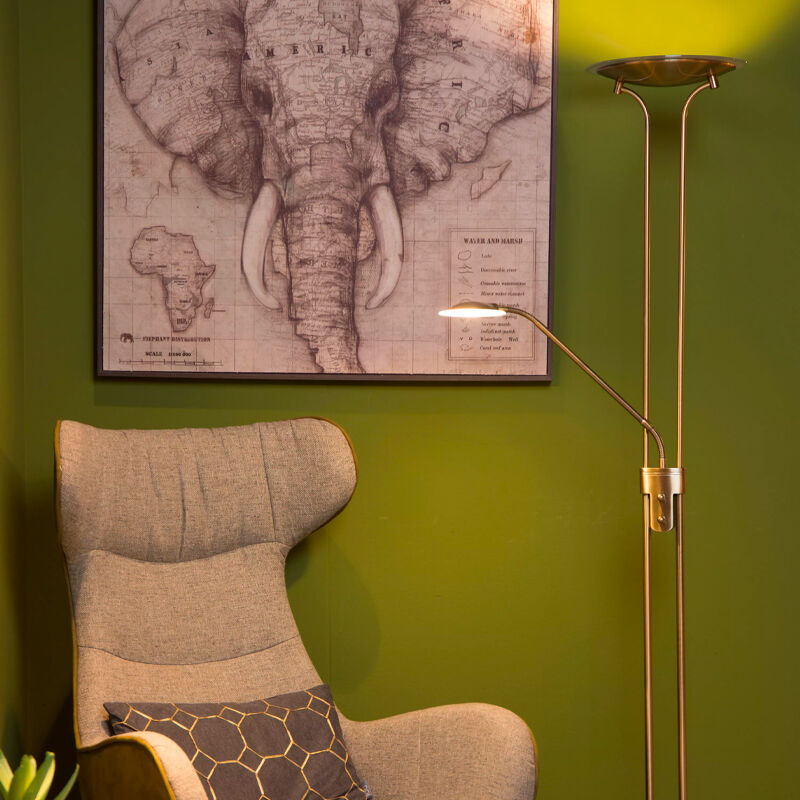 Bronze reading floor lamp modern, Champion, 20W, 3000K LED, with switch