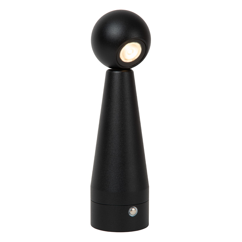 Black rechargeable table lamp modern, Ipsos, 3W, dim to warm LED, with touch dimmer