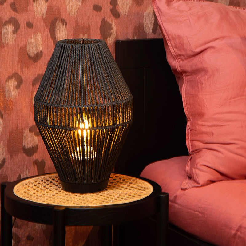 Black table lamp rustic, Cordulle, with switch