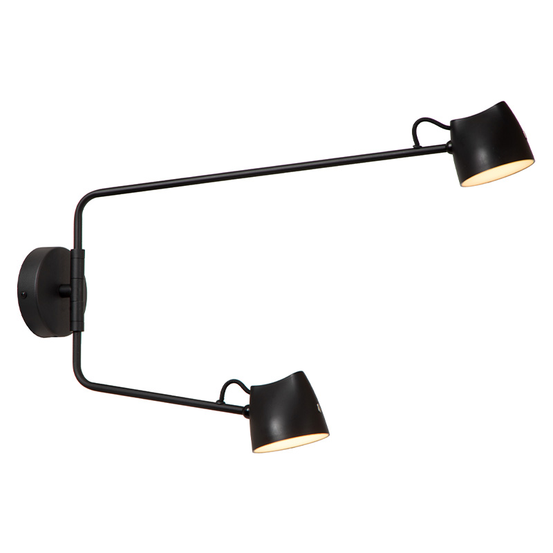 Black rechargeable wall light rustic, Milne, 6W, 2700K LED, with touch dimmer