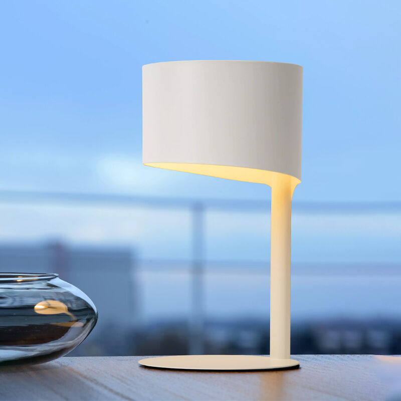 White table lamp modern, Knulle, with switch