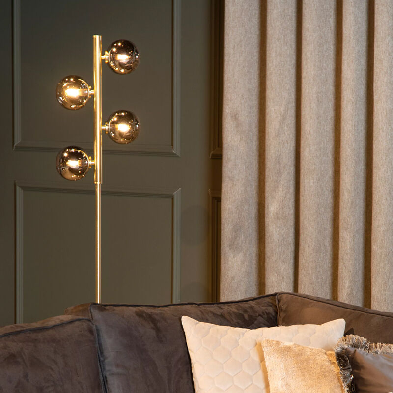 Golden floor lamp retro, Tycho, with switch