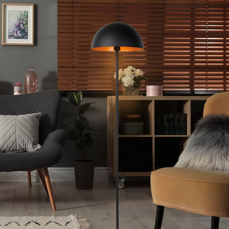 Black floor lamp modern, Siemon, with switch