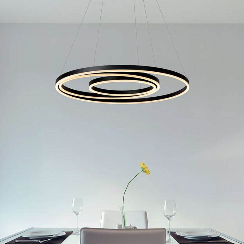 Black pendant light modern, Triniti, 32W, 3000K LED