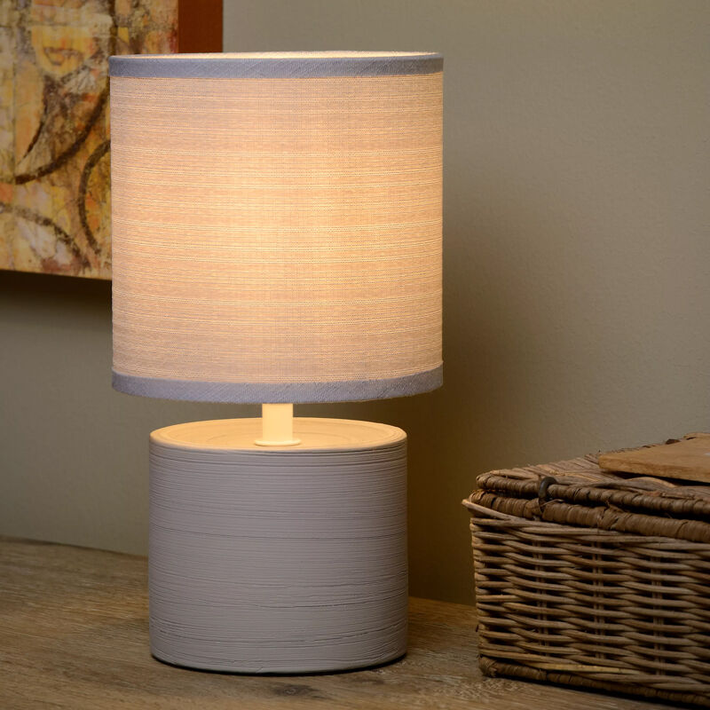 Ceramic table lamp grey, Greasby, with switch