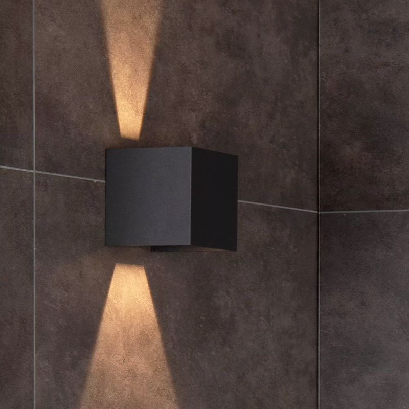 Black up down wall light modern, Axi, 6W, 2700K LED, IP54