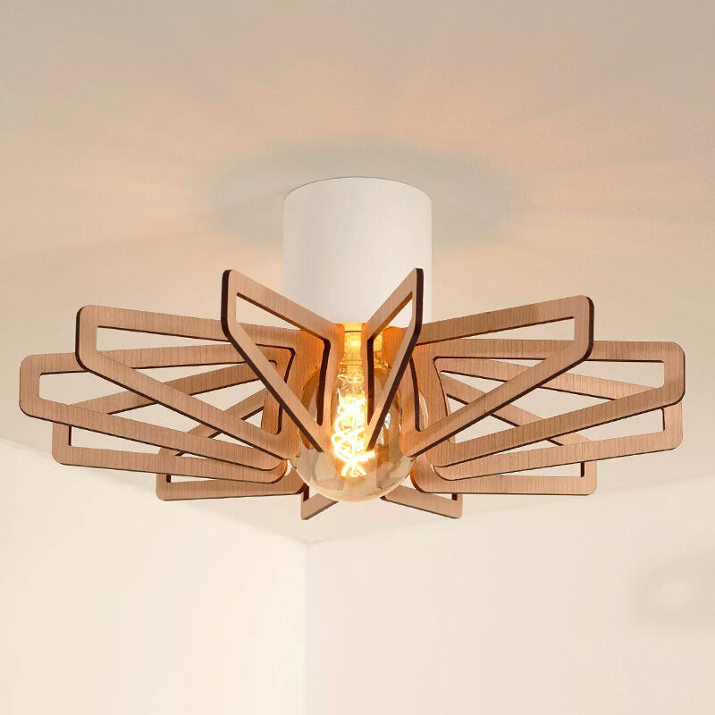 Modern flush ceiling light wood, Zidane