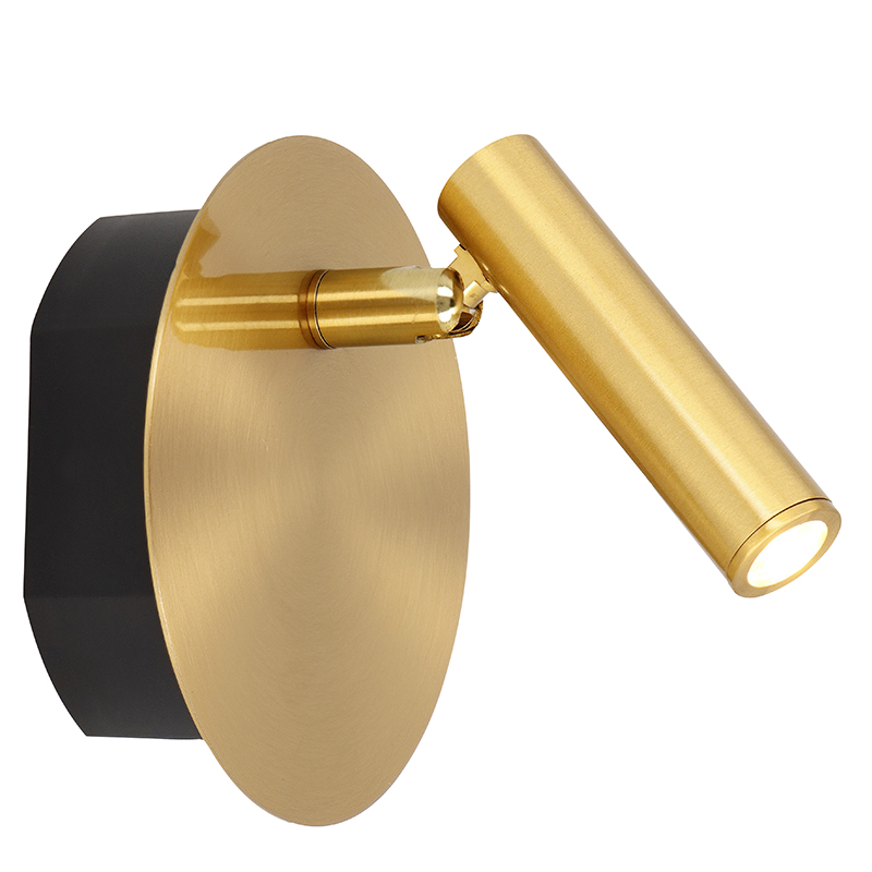 Golden bedside lamp modern, Jolijn, 2W, 3000K LED, with switch