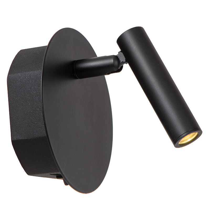 Black bedside lamp modern, Jolijn, 2W, 3000K LED, with switch