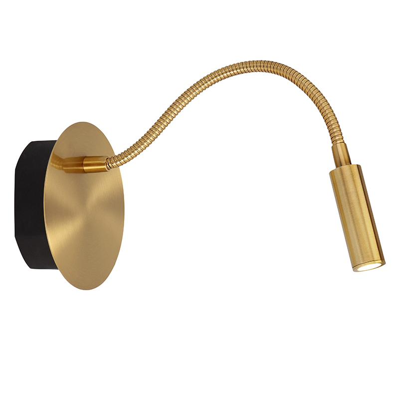 Golden bedside lamp modern, Jolijn, 2W, 3000K LED, with switch