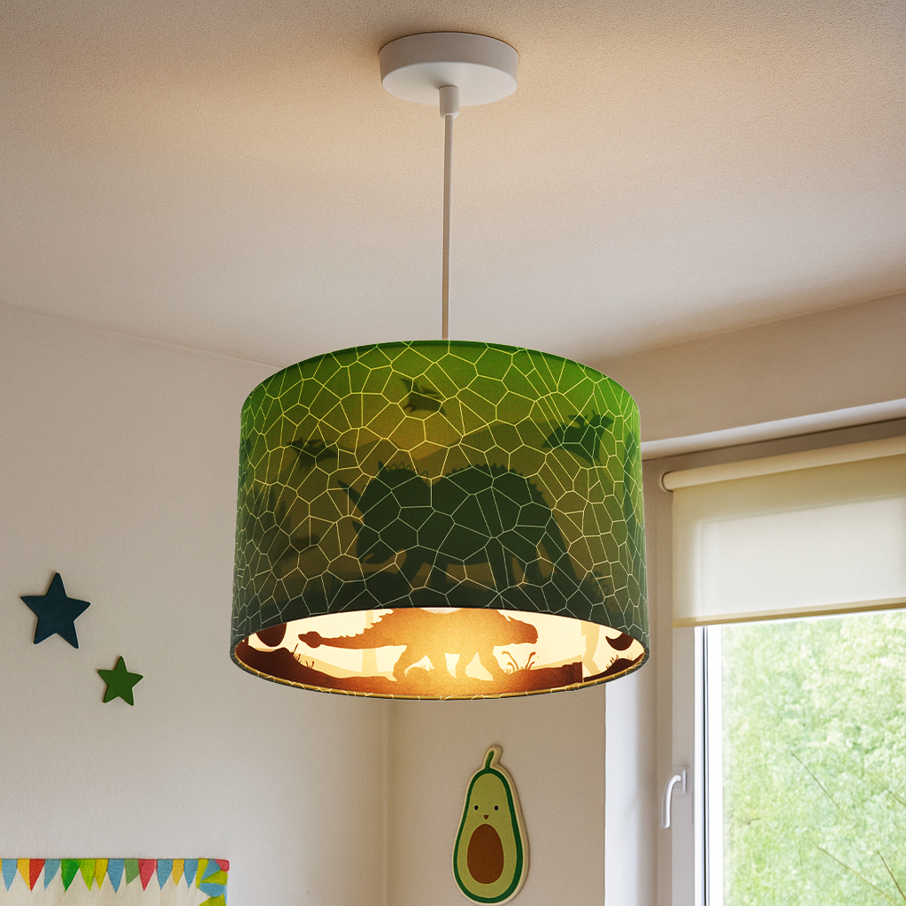 Modern kids pendant light green, Dino