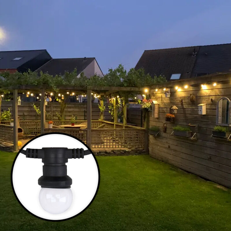 20m string light with 20 dimmable transparent bulbs