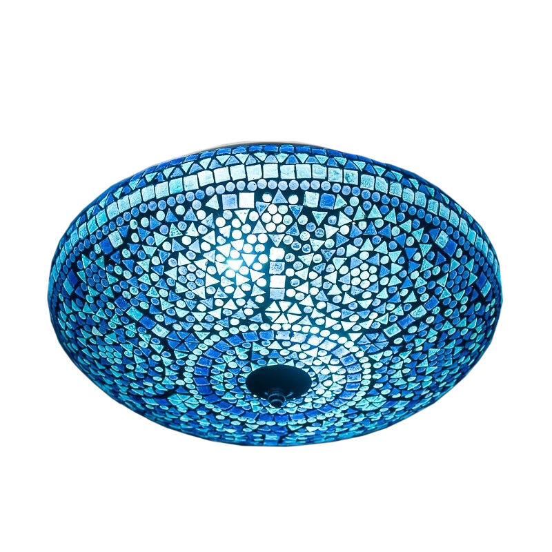 Blue oriental flush ceiling light mosaic, Louay