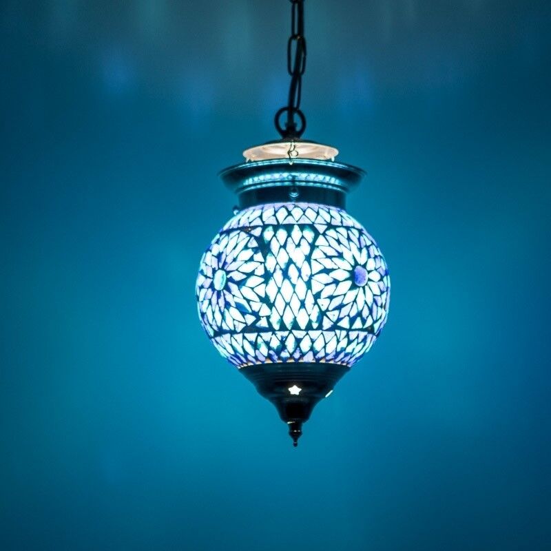 Blue oriental pendant light mosaic, Nisrin