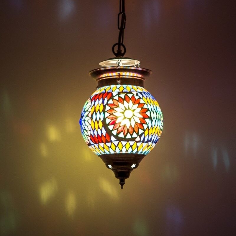 Multicoloured oriental pendant light mosaic, Nisrin