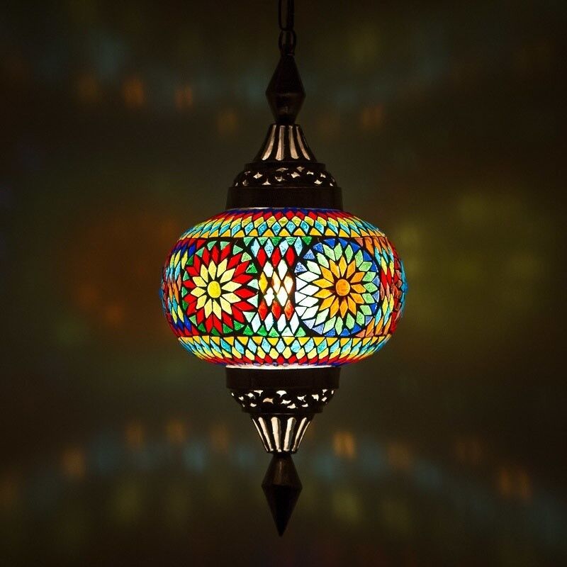 Multicoloured oriental pendant light mosaic, Aicha
